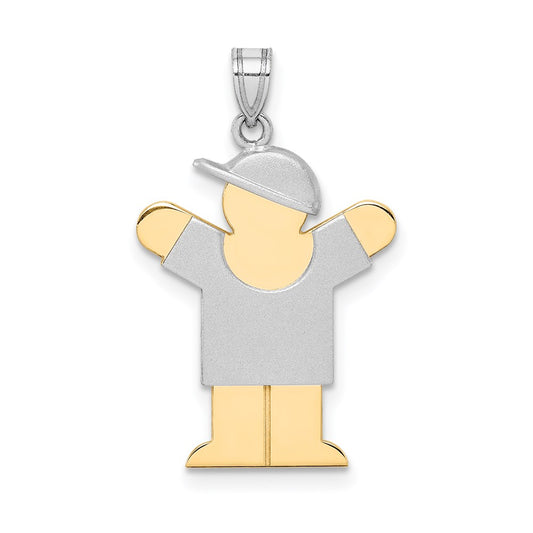 14k Two-tone Gold Two-tone Gold Small Boy with Hat on Right Engravable Charm