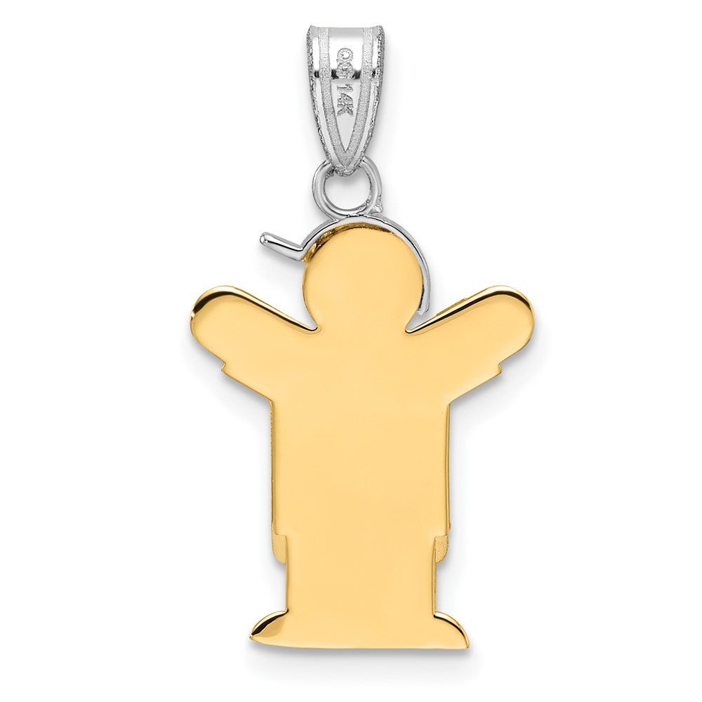 14k Two-tone Gold Two-tone Gold Small Boy with Hat on Left Engravable Charm