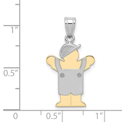 14k Two-tone Gold Two-tone Gold Small Boy with Hat on Left Engravable Charm