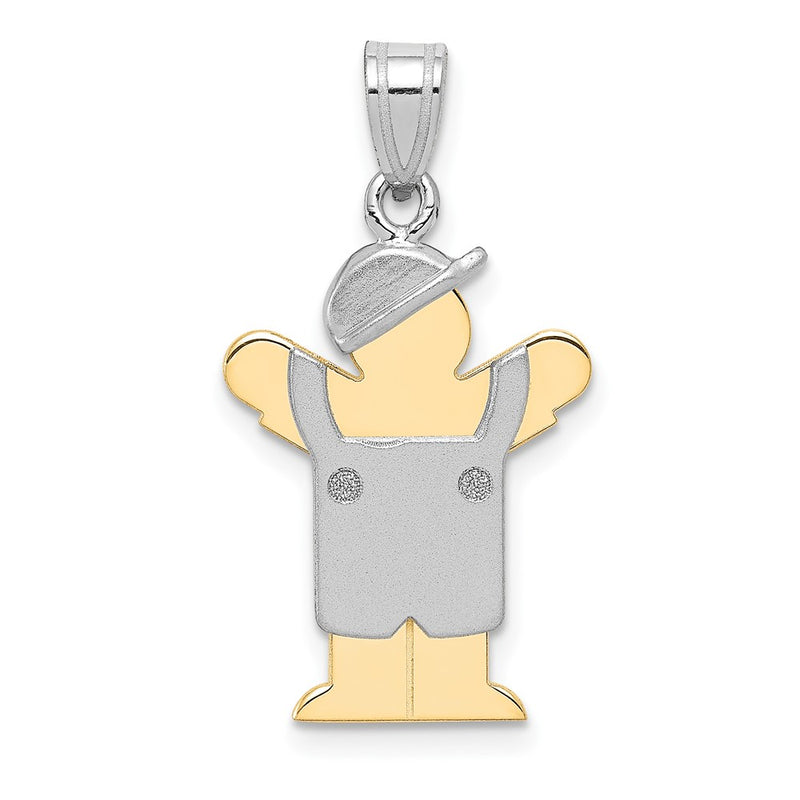14k Two-tone Gold Two-tone Gold Small Boy with Hat on Left Engravable Charm