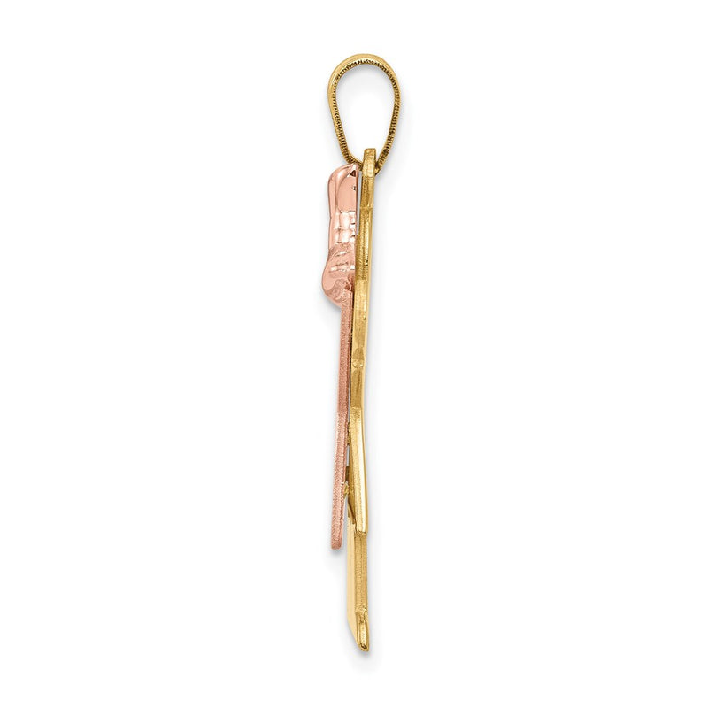 14k Two-tone Gold Two-tone Gold Large Girl with Bow on Right Engravable Charm
