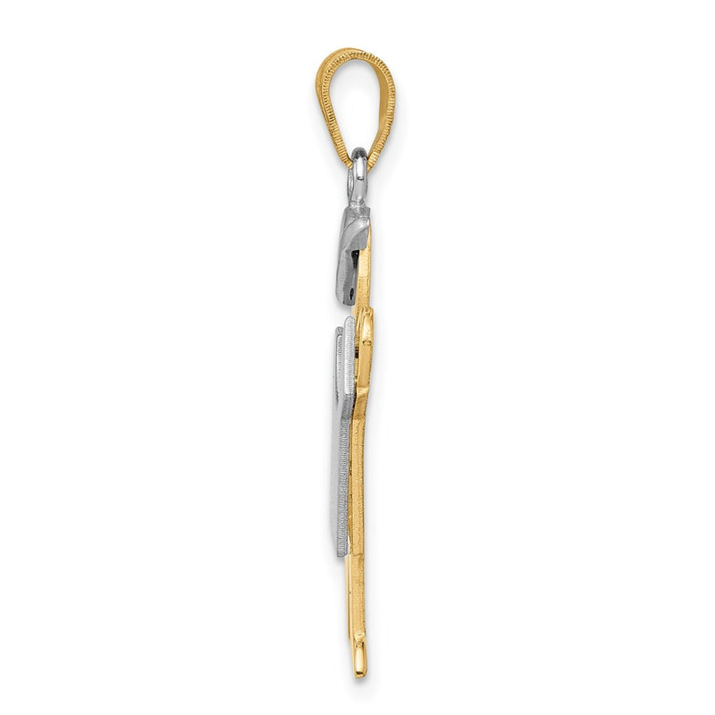 14k Two-tone Gold Two-tone Gold Large Boy with Hat on Left Engravable Charm