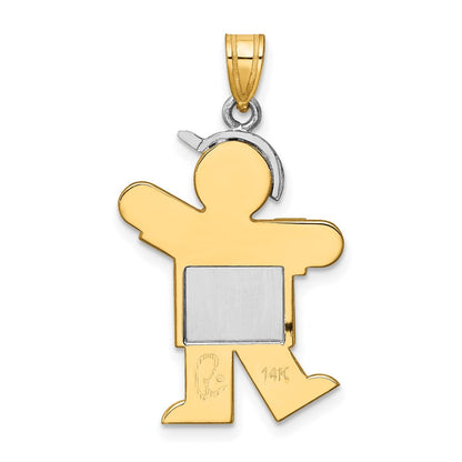 14k Two-tone Gold Two-tone Gold Large Boy with Hat on Left Engravable Charm