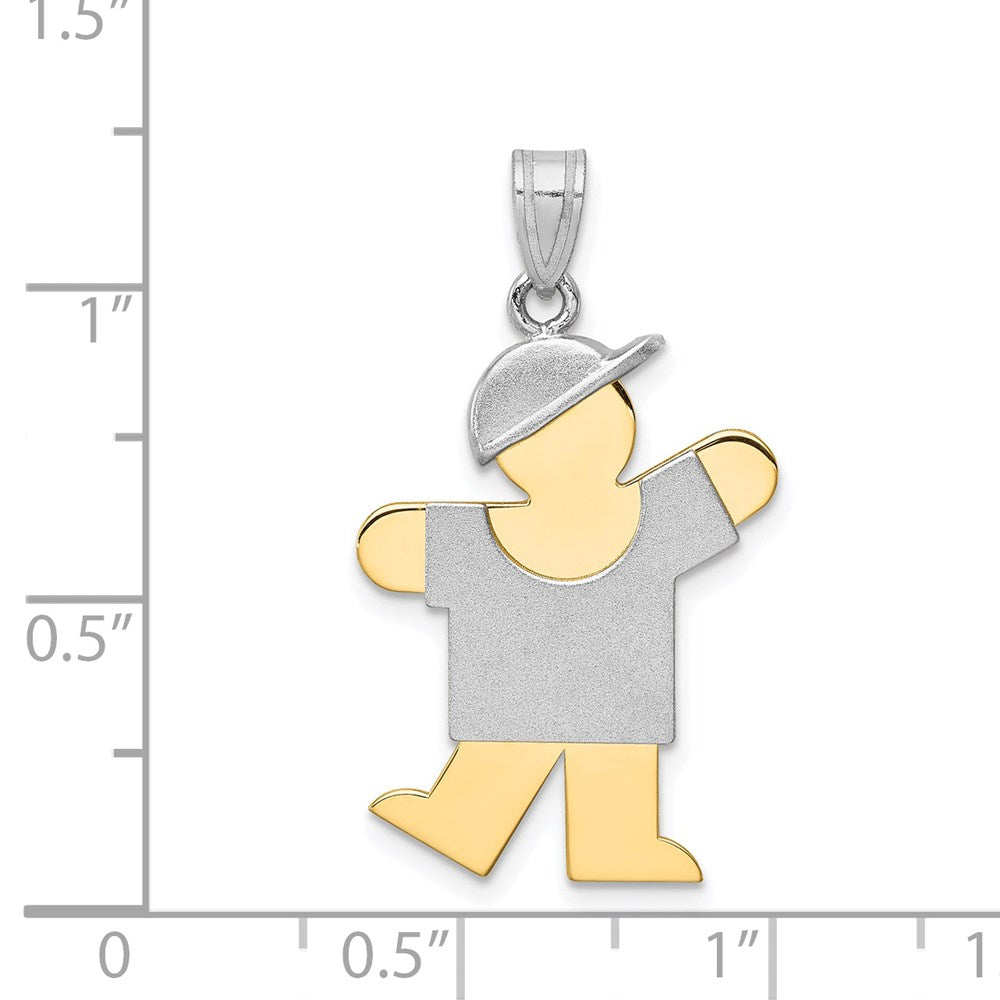 14k Two-tone Gold Two-tone Gold Large Boy with Hat on Left Engravable Charm