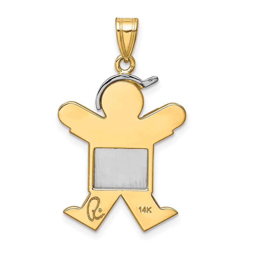 14k Two-tone Gold Two-tone Gold Large Boy with Hat on Right Engravable Charm