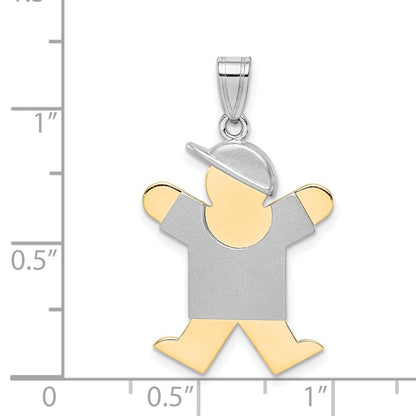 14k Two-tone Gold Two-tone Gold Large Boy with Hat on Right Engravable Charm