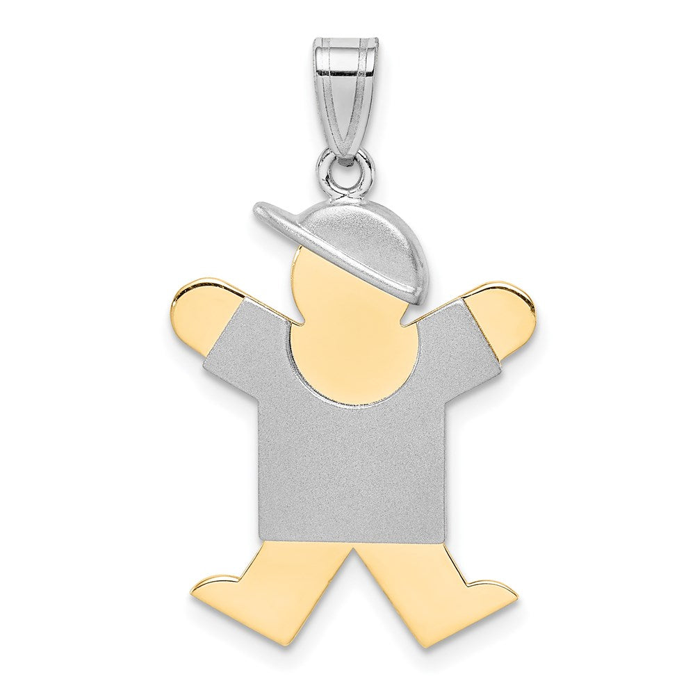 14k Two-tone Gold Two-tone Gold Large Boy with Hat on Right Engravable Charm