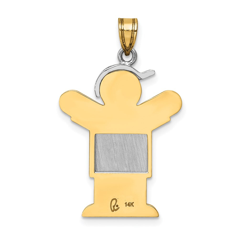 14k Two-tone Gold Two-tone Gold Large Boy with Hat on Right Engravable Charm