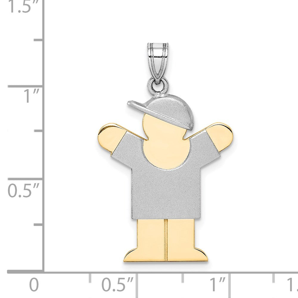14k Two-tone Gold Two-tone Gold Large Boy with Hat on Right Engravable Charm
