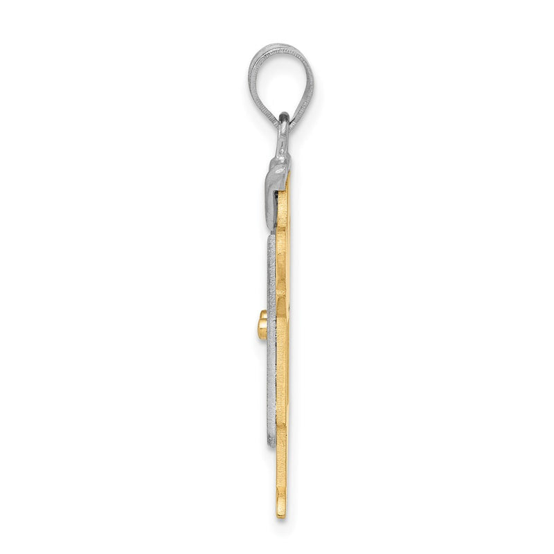 14k Two-tone Gold Two-tone Gold Large Boy with Hat on Left Engravable Charm