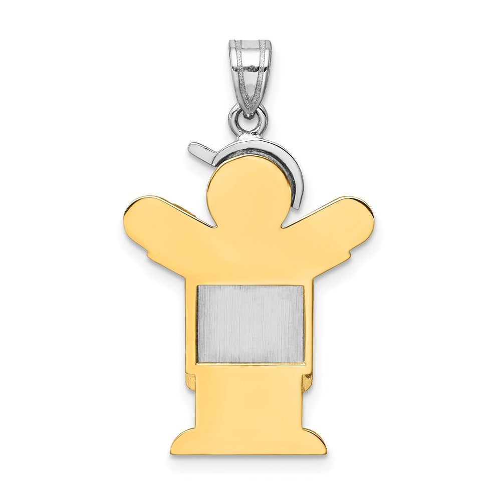 14k Two-tone Gold Two-tone Gold Large Boy with Hat on Left Engravable Charm
