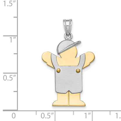 14k Two-tone Gold Two-tone Gold Large Boy with Hat on Left Engravable Charm