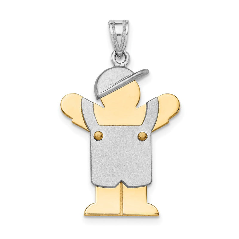 14k Two-tone Gold Two-tone Gold Large Boy with Hat on Left Engravable Charm