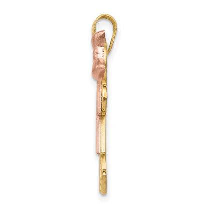 14k Tri-Color Gold Large Boy on Left and Girl on Right Engravable Charm