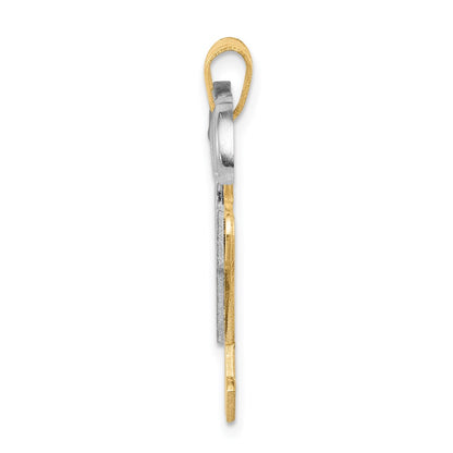 14k Two-tone Gold Two-tone Gold Large Double Boys Engravable Charm