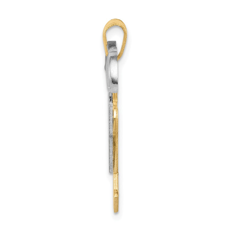 14k Two-tone Gold Two-tone Gold Large Double Boys Engravable Charm