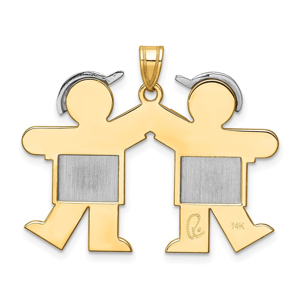 14k Two-tone Gold Two-tone Gold Large Double Boys Engravable Charm
