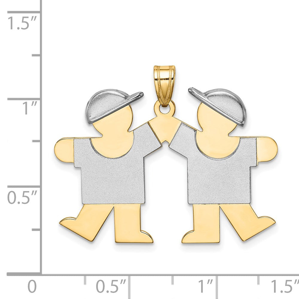 14k Two-tone Gold Two-tone Gold Large Double Boys Engravable Charm