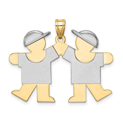 14k Two-tone Gold Two-tone Gold Large Double Boys Engravable Charm