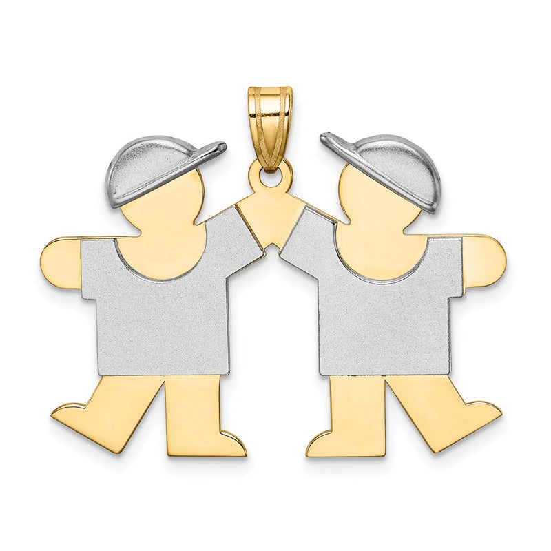 14k Two-tone Gold Two-tone Gold Large Double Boys Engravable Charm