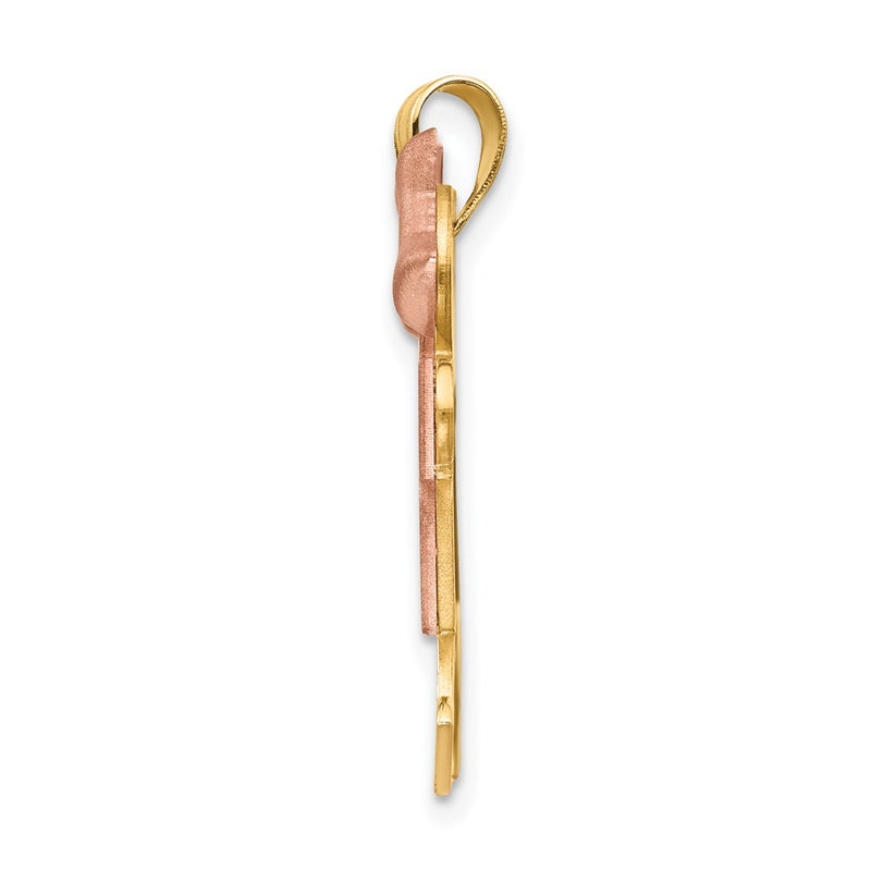 14k Two-tone Gold Two-tone Gold Large Double Girls Engravable Charm