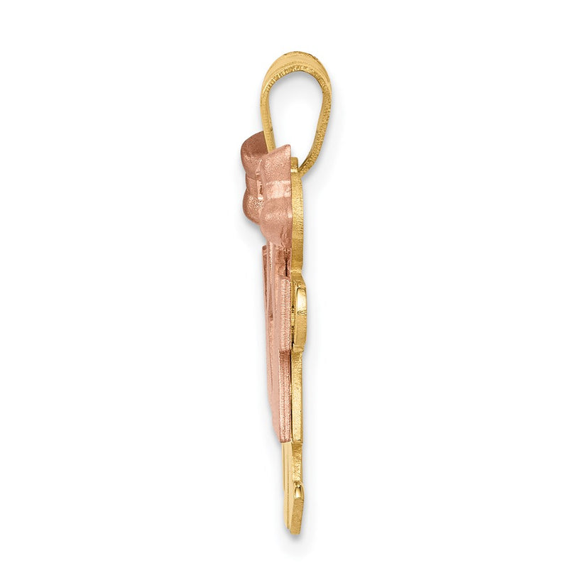 14k Two-tone Gold Two-tone Gold Small Double Girls Engravable Charm