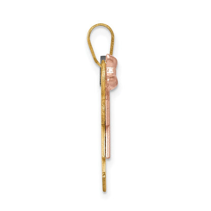 14k Tri-Color Gold Small Girl on Left and Boy on Right Engravable Charm