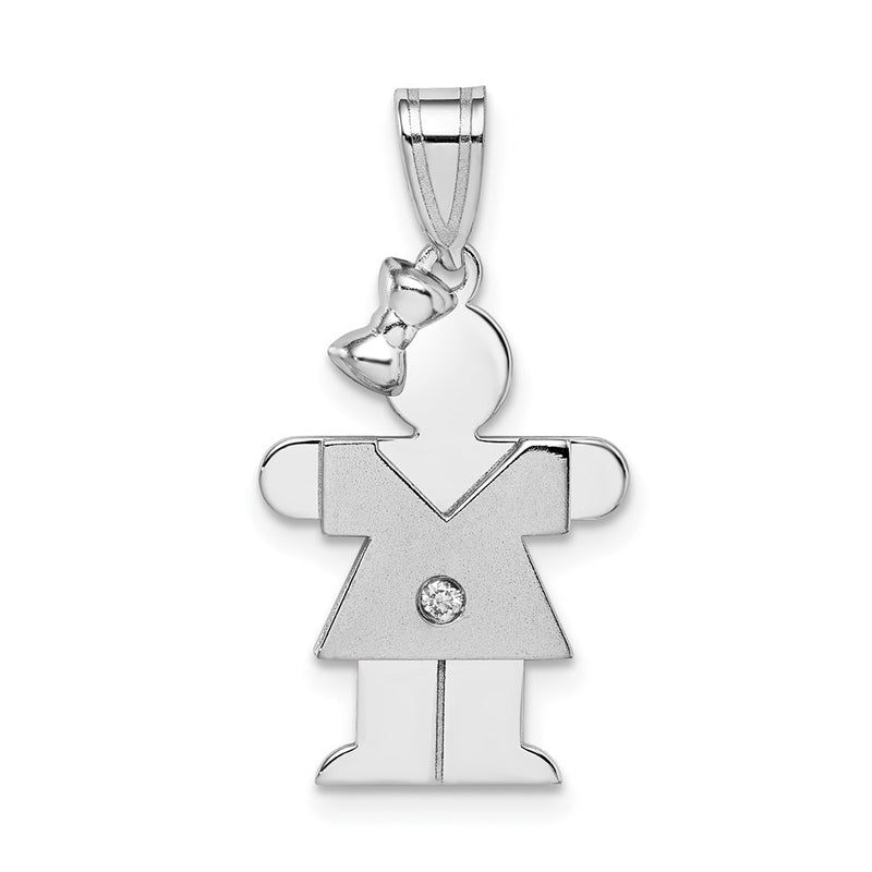 14k White Gold A Diamond kid pendant