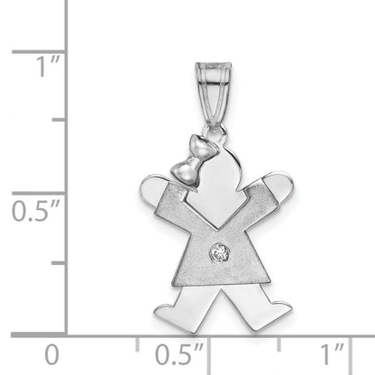 14k White Gold A Diamond kid pendant