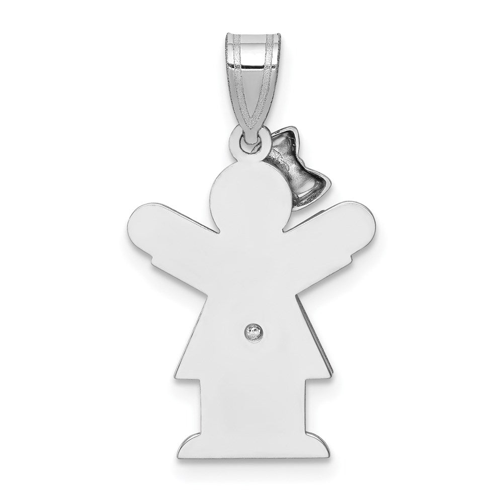 14k White Gold A Diamond kid pendant