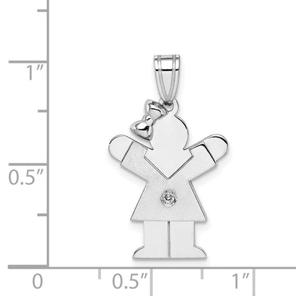 14k White Gold A Diamond kid pendant