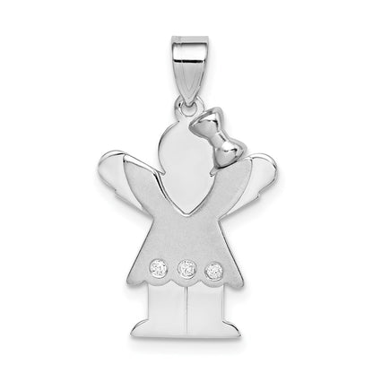 14k White Gold A Diamond kid pendant