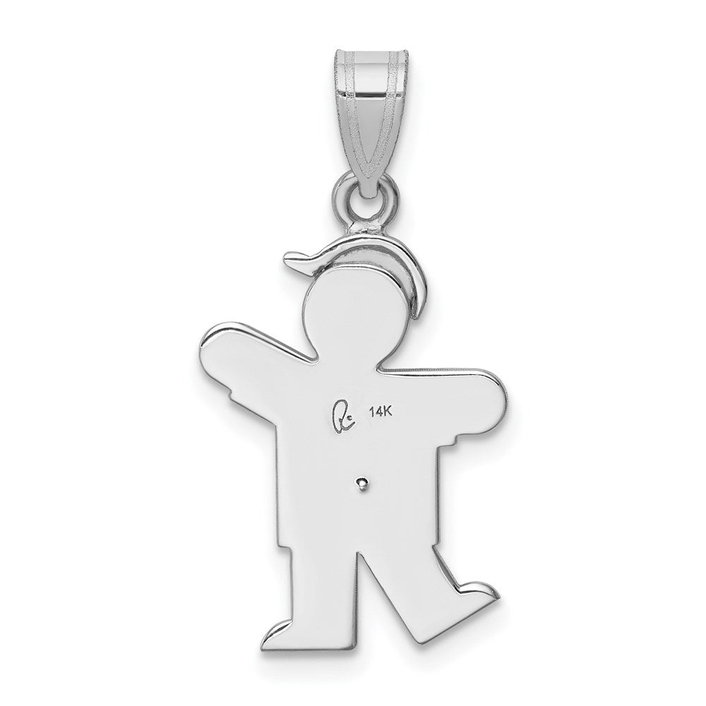 14k White Gold A Diamond kid pendant