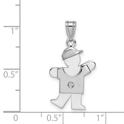 14k White Gold A Diamond kid pendant