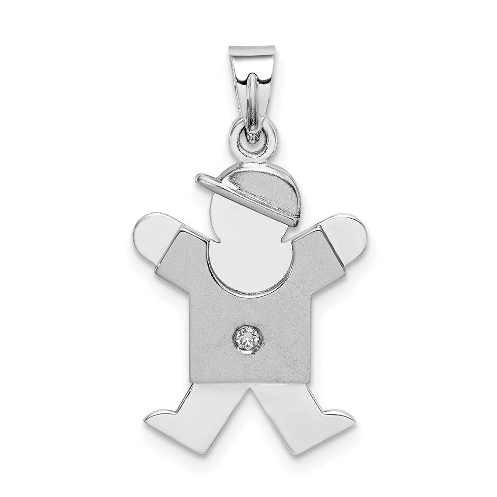 14k White Gold AAA Diamond kid pendant