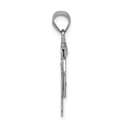 14k White Gold A Diamond kid pendant
