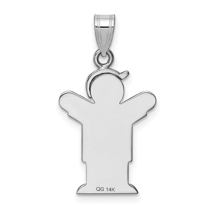 14k White Gold A Diamond kid pendant