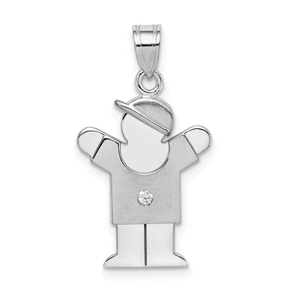14k White Gold AAA Diamond kid pendant