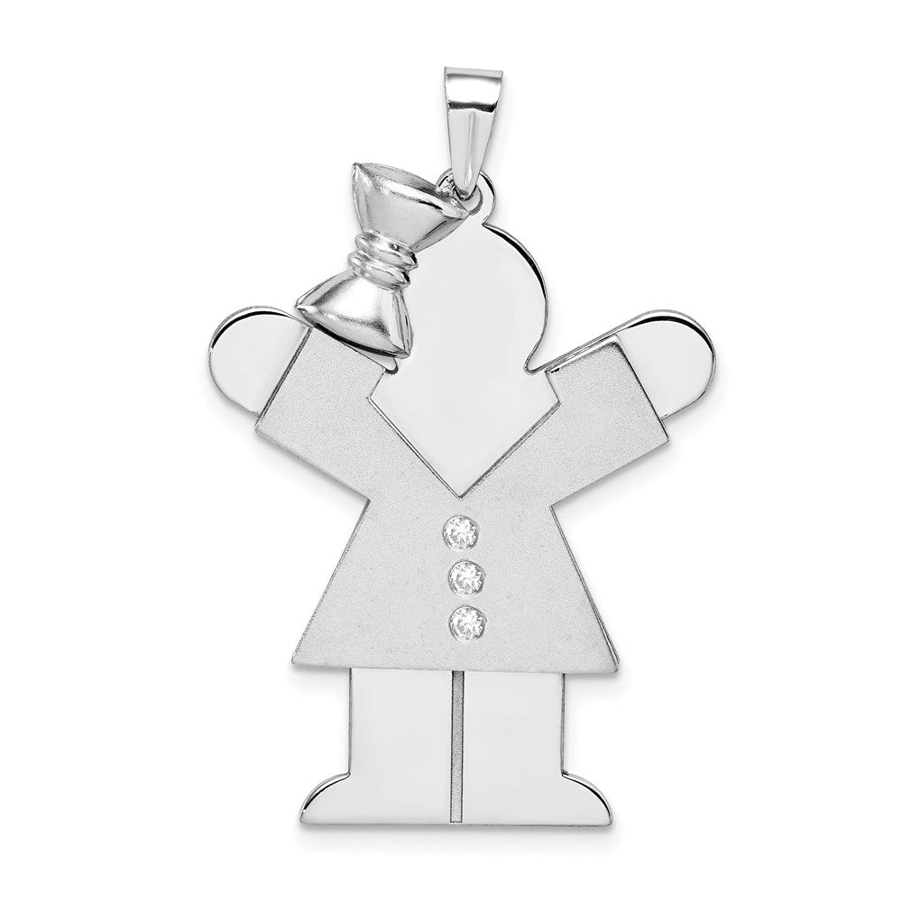 14k White Gold AAA Diamond kid pendant