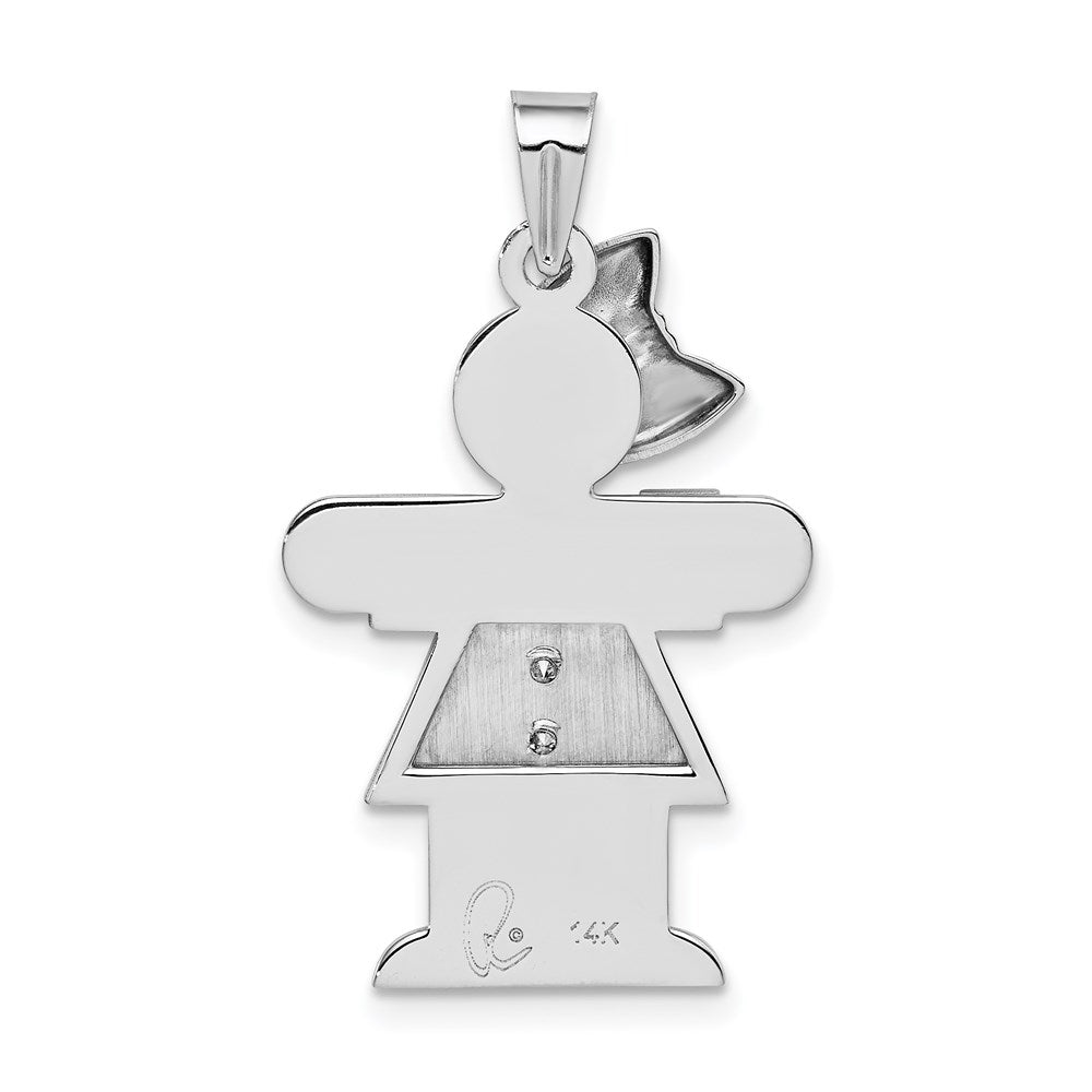 14k White Gold AAA Diamond kid pendant