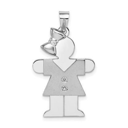 14k White Gold AAA Diamond kid pendant