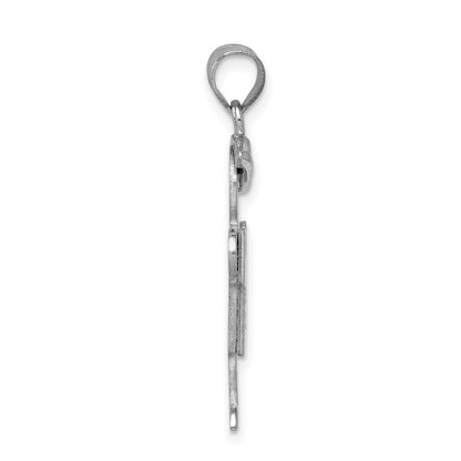 14k White Gold A Diamond kid pendant