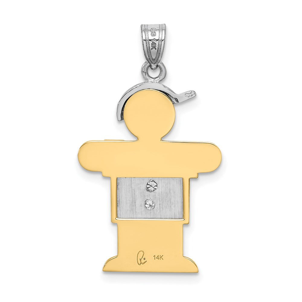 14k White Gold A Diamond kid pendant