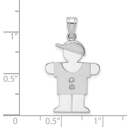 14k White Gold A Diamond kid pendant