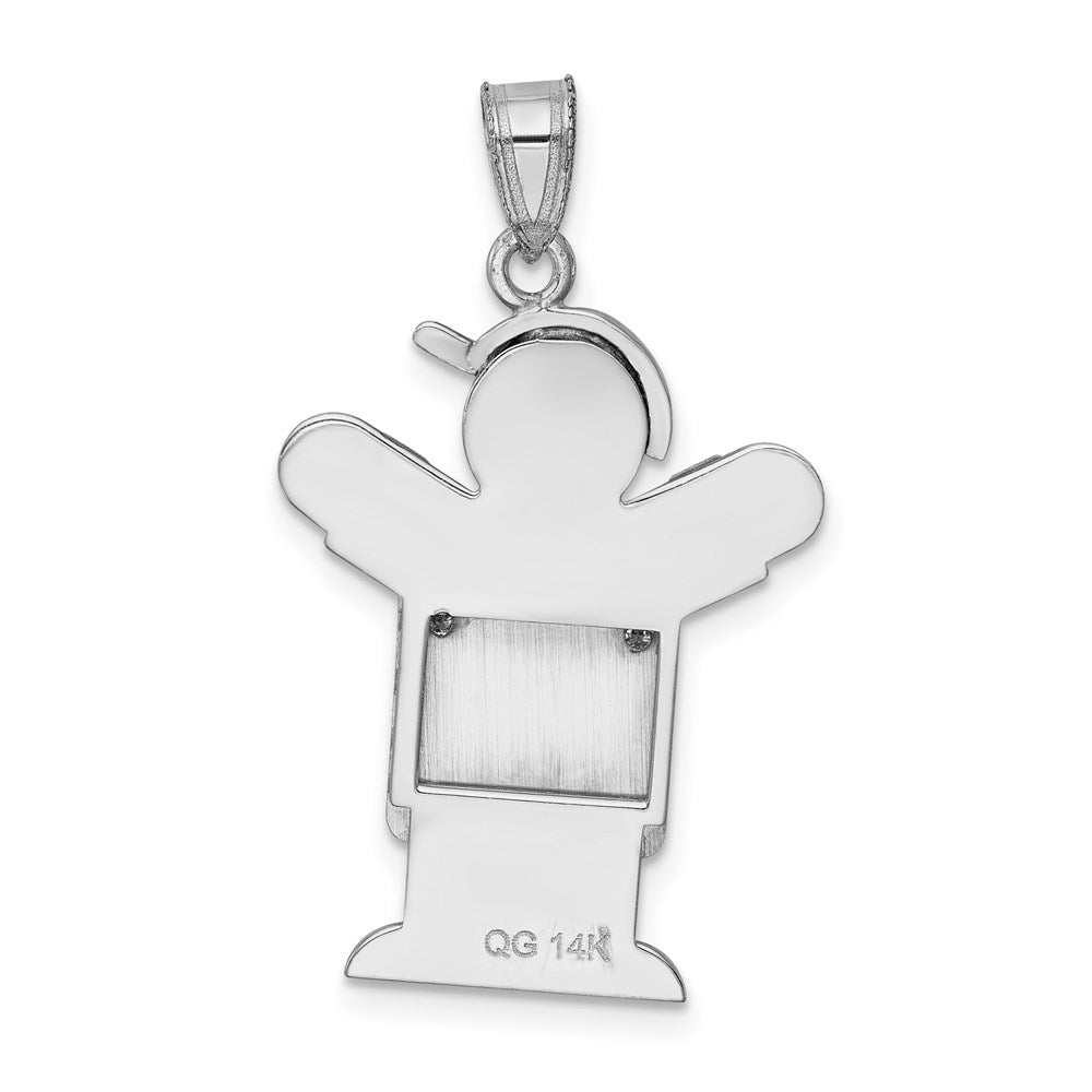 14k White Gold A Diamond kid pendant
