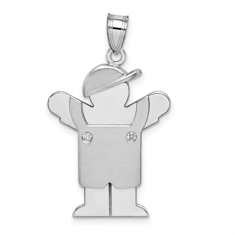 14k White Gold A Diamond kid pendant