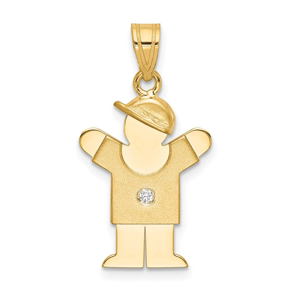 14k Yellow Gold AAA Diamond Kid Pendant