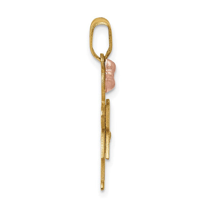 14k Two tone AAA Diamond kid pendant