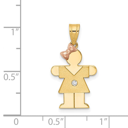 14k Two tone AAA Diamond kid pendant
