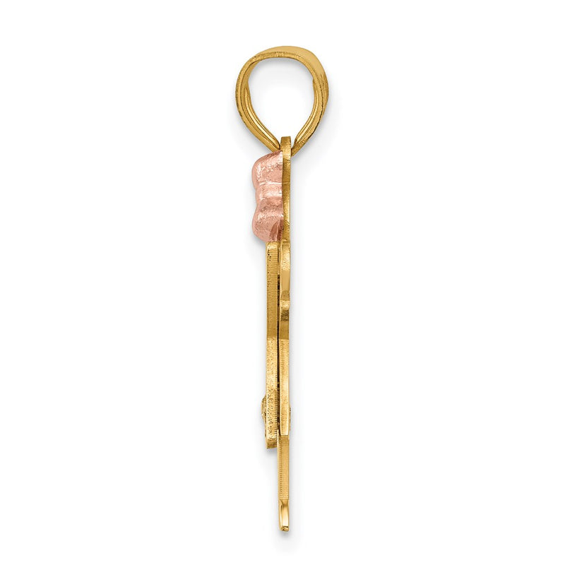 14k Two tone AAA Diamond kid pendant